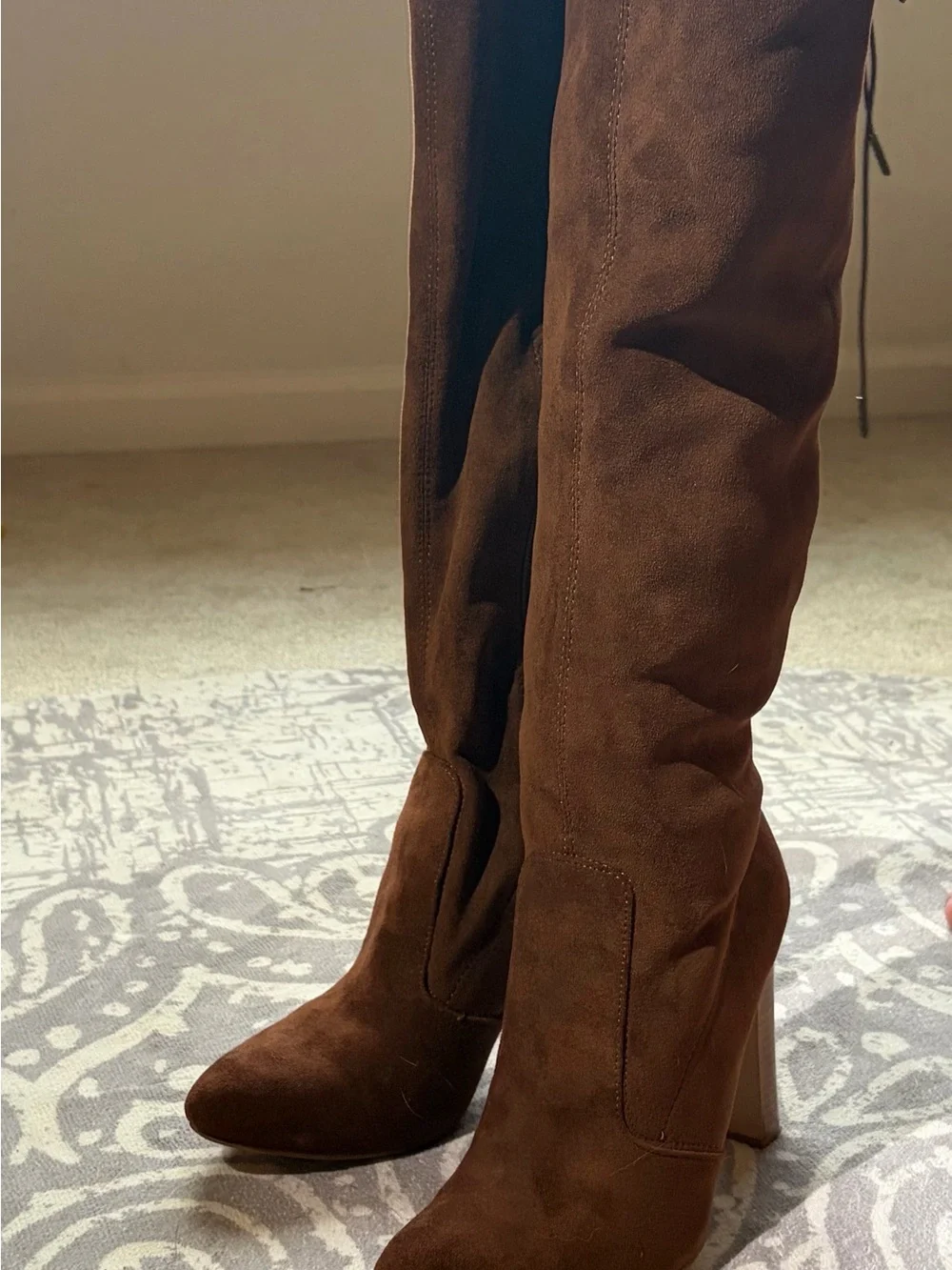 Women's Brown Suede High Heel Knee Boots